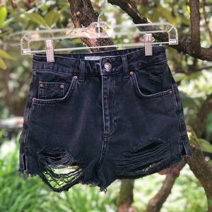 Topshop MOM black denim high waisted shorts